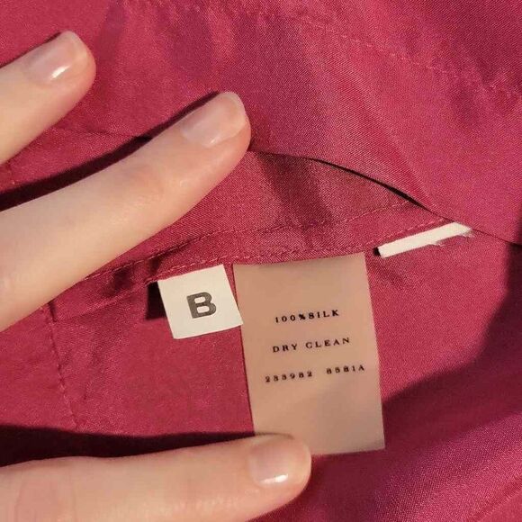 Ann Taylor Puffed Sleeve Pleated Neckline Silk Blouse - Picture 5 of 5